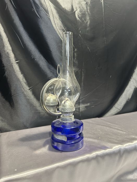 Lampa Naftowa Niebieska Chabrowa Z Lusterkiem do Rozpraszania Światła