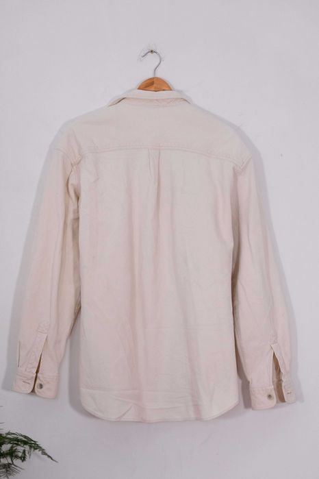 Gruba sztruksowa koszula męska rozmiar M kremowa / ercru