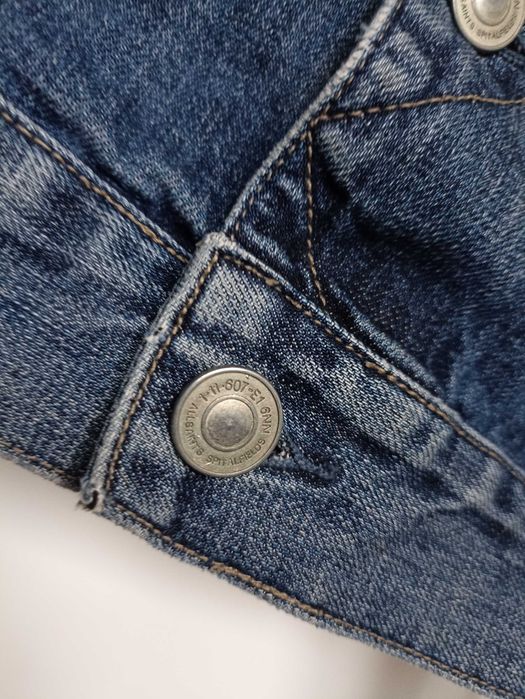 Jeansowa kurtka denim AllSaints kołnierzyk panterka