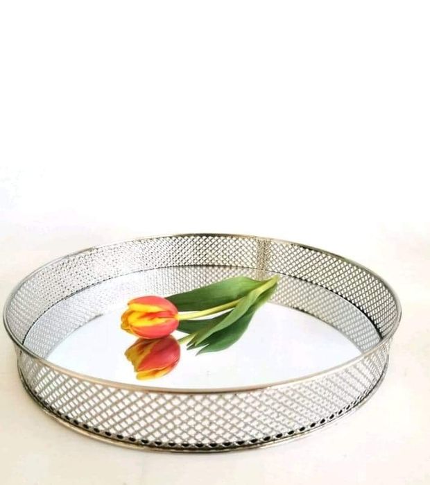 NOWA taca lustrzana Ø 37 cm srebrna GLAMOUR