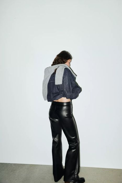 Штани брюки з екошкіри кльош шкіряні zara / штаны брюки с экокожи клеш