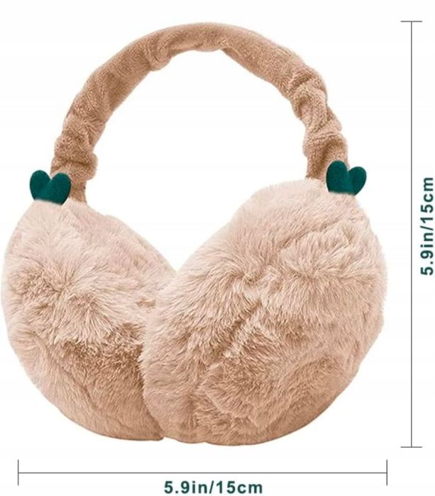 Nauszniki damskie pluszowe składane BEŻOWE