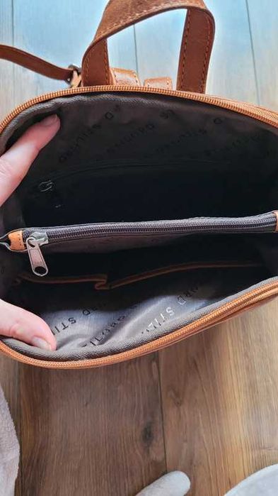 Brązowy skórzany plecak damski Stilord model: Calla - perełka