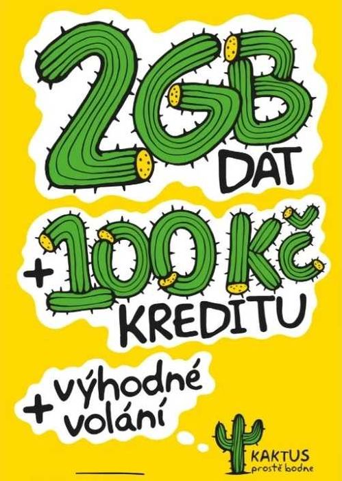 Czeska karta KAKTUS 100 CZK + 2 GB Czeski starter anonimowy numer