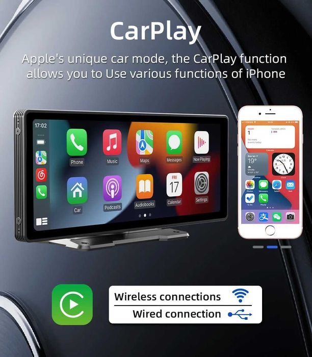 Магнітола | мультімедійна система в авто з бездротовим [CarPlay] та [AndroidAuto] | сенсорний 10.26 дюймів IPS 1600*600p HD  + камера заднього огляду