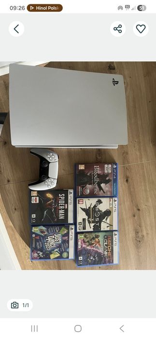 Ps 5 z napedem, pad, gra, kable