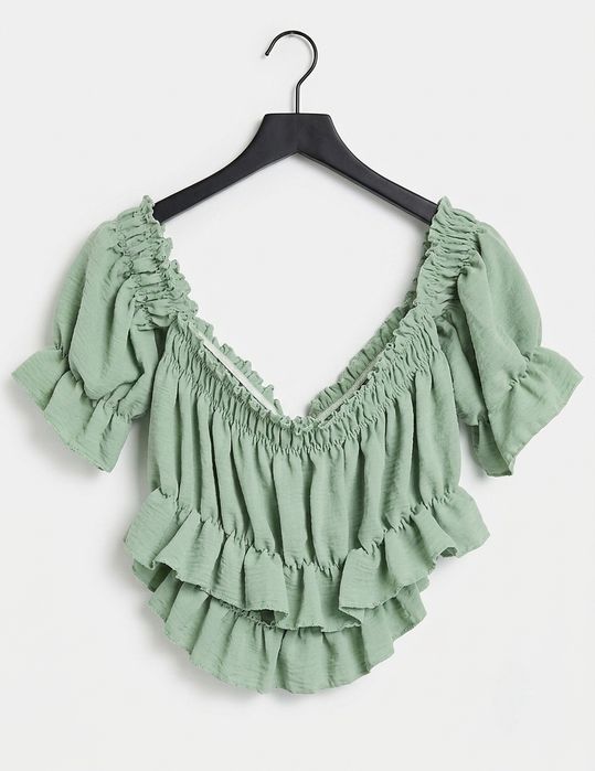Dwuczęściowy komplet boho / hiszpanka – crop top + spódnica rozmiar S