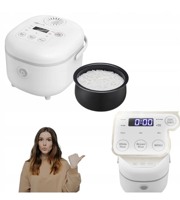Bear szybkowar do ryżu biały 2 litry z parowarem 6 funkcji gotowania