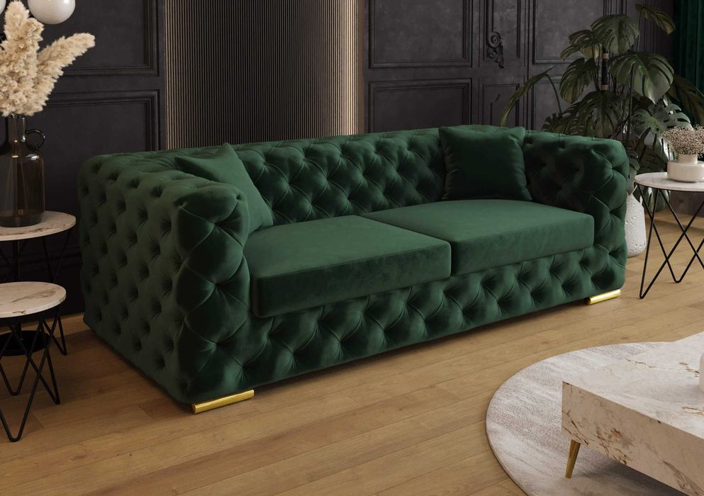 Sofa Chesterfield Rozkładana Funkcja Spania Elegancka VeroLux