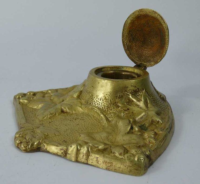 KAŁAMARZ na biurko mosiądz winogron kałamarznik atrament SECESJA