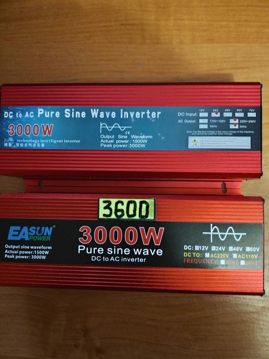 Інвертора 12,24 - 220 v.3000w.Сінус.