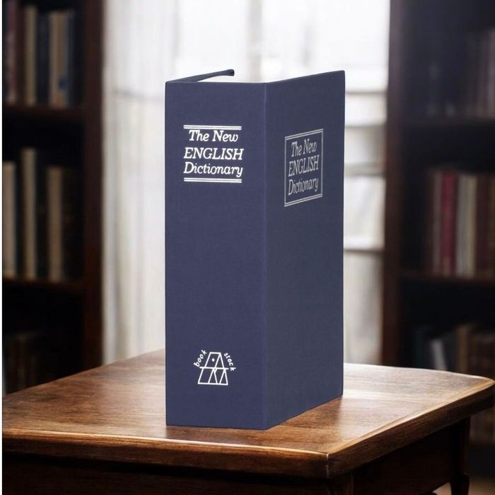 Nowa granatowa kasetka na pieniądze sejf książka