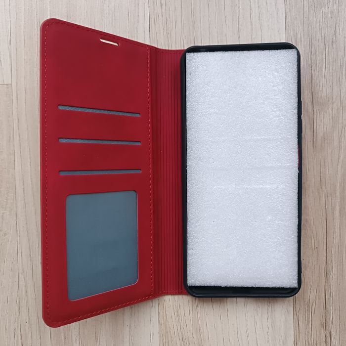 Etui na telefon z klapką, pokrowiec, Xiaomi Poco X5, czerwony mat nowe