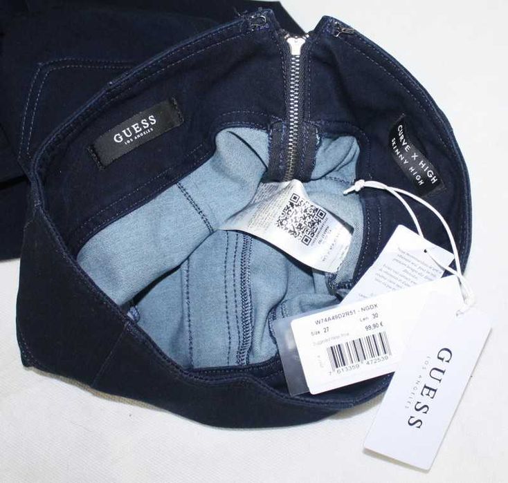 Damskie jeansy Guess -Curve X granatowe rurki wysoki stan nowe W27/L30