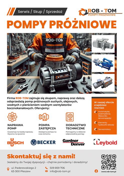 Serwis i Naprawa Pompa próżniowa  Becker , Busch , Leybold Rietschle