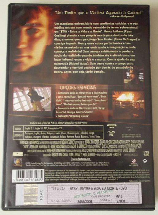 Filme em DVD Stay - Entre a Vida e a Morte