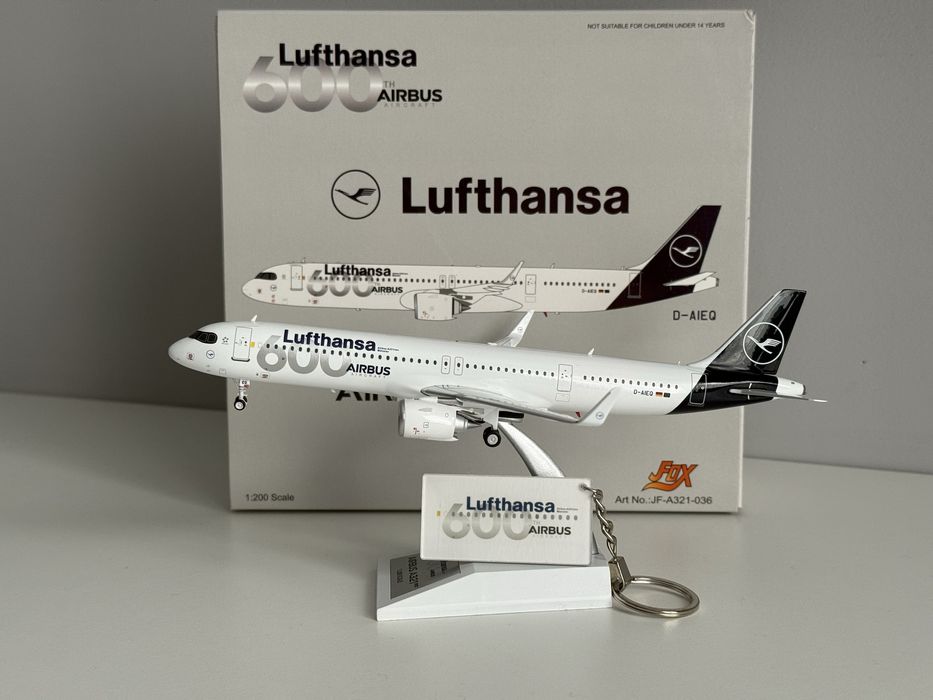Model samolotu Airbus A321neo Lufthansa JFox w skali 1:200