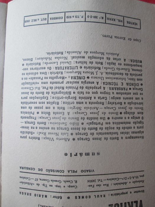 Vértice dedicada a Bento de Jesus Caraça