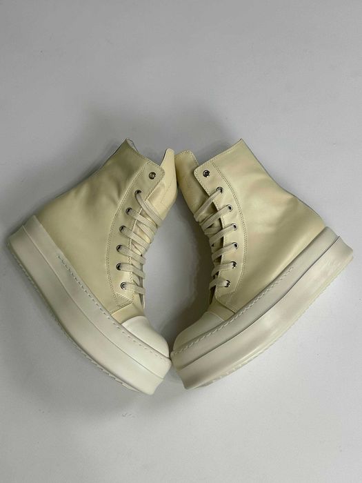 Кеди Rick Owens DRKSHDW megabumper ramones  белые кожаные кеды 41 43