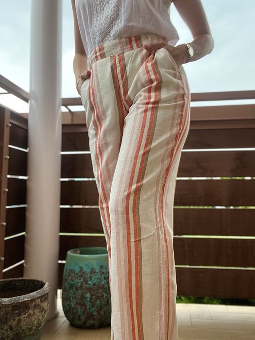 Klasyczne proste szerokie spodnie w paski dzwony szwedy