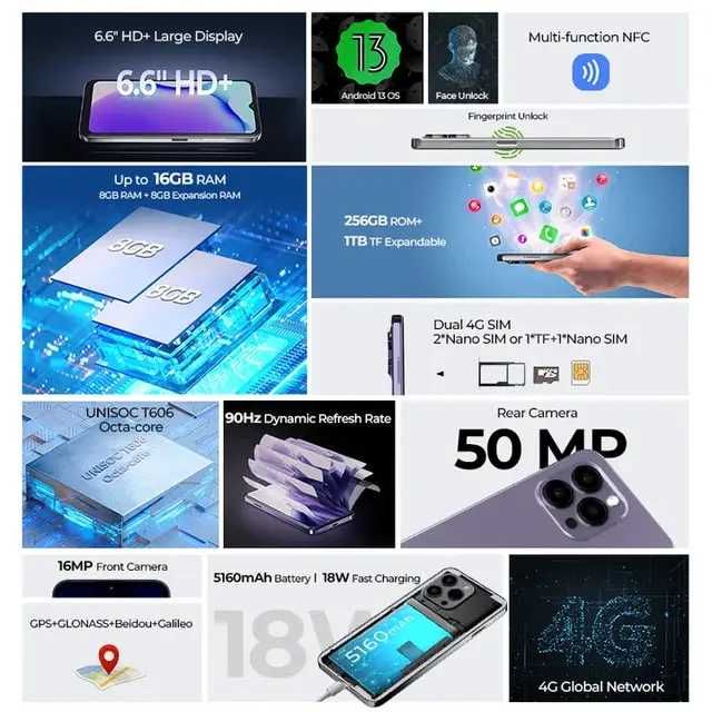 Смартфон Hotwav Note 13 Pro Black 8/256Gb NFC 50Mpx + чехол стекло