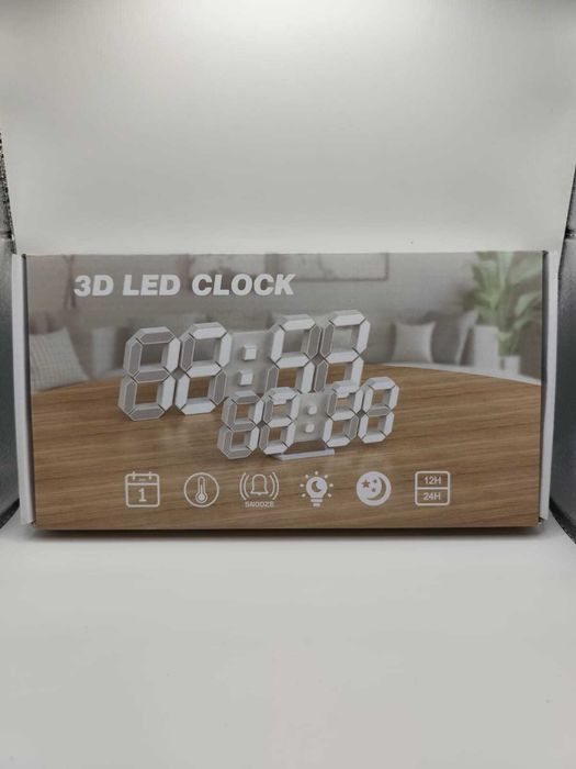 Deeyaple zegar ścienny LED 3D 25 cm – cyfrowy budzik