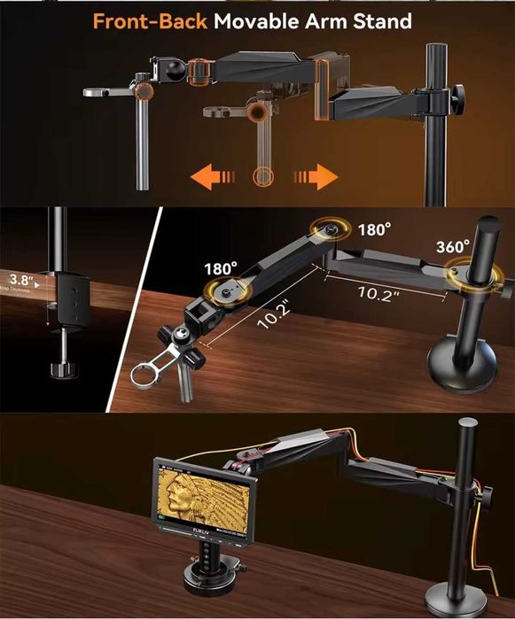 Кронштейн TOMLOV настольный гибкий шарнирный для микроскопа 360°