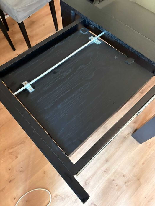 Mesa Jantar Extensível Wengué, tampo vidro temperado (6 Cadeiras opcionais)