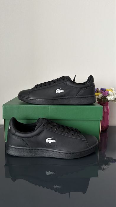 Кеди lacoste, чорні шкіряні кеди lacoste, women's carnaby set leather sneakers, 50sfa0056