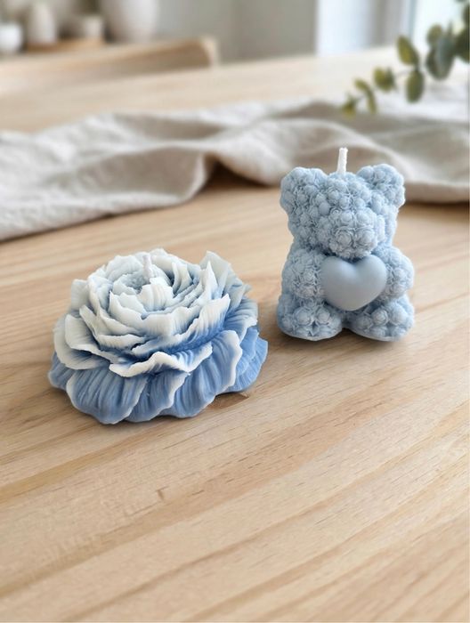 Conjunto Velas Artesanais Peónia e Urso - Bambu e Flor de Cerejeira