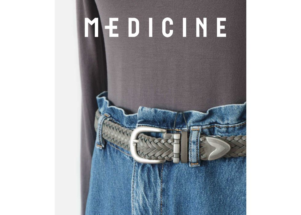 Nowy pasek Medicine pleciony szary ozdobny boho damski męski