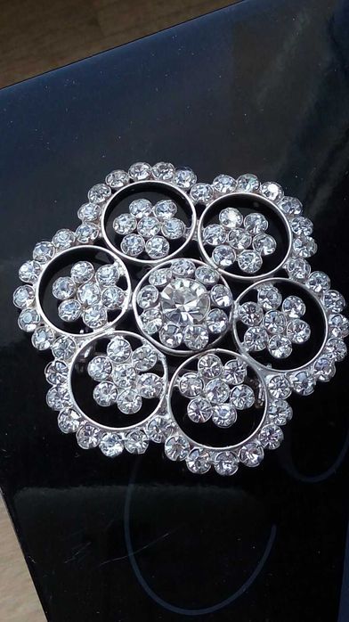 Брошь советы серебро хрусталь