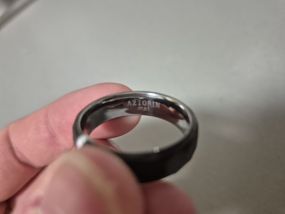 Pierścionek męski obrączka Aztorin wolfram