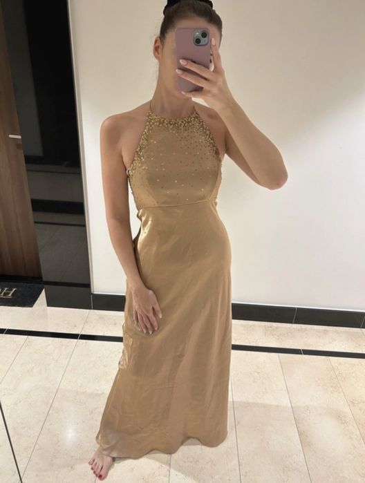 Złota długa sukienka