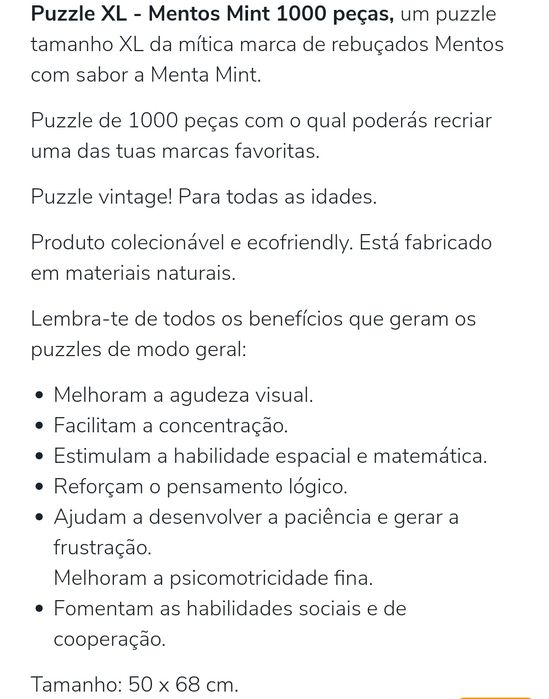 Mentos mint puzzle 1000 peças