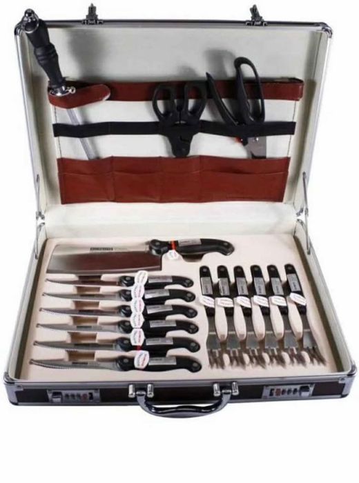 Solingen stainless steel kitchen and steak knife set in briefcase