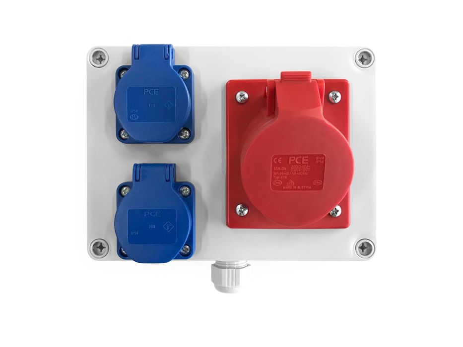 Rozdzielnica elektryczna skrzynka, gniazda 1x16A 400V 5P | 2x16A 230V