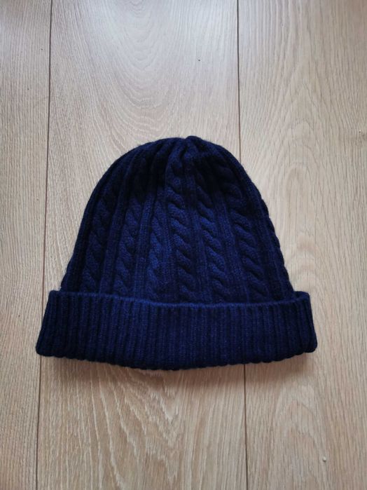Czapka z wełny merino 100%, granat, Wólczanka.
