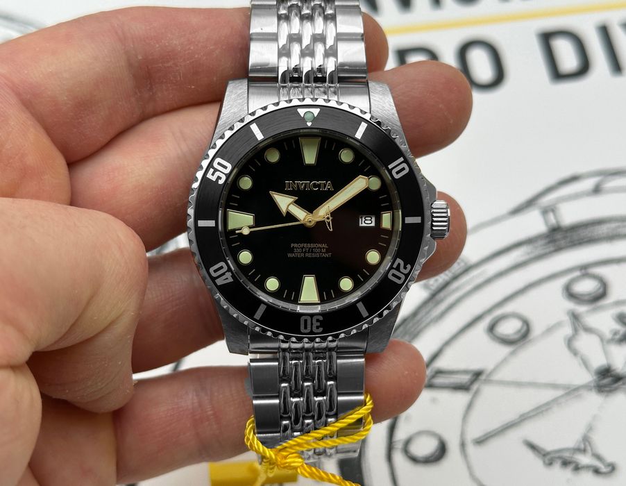 Мужские часы Invicta 39755 Pro Diver Automatic 44 мм. Silver Black