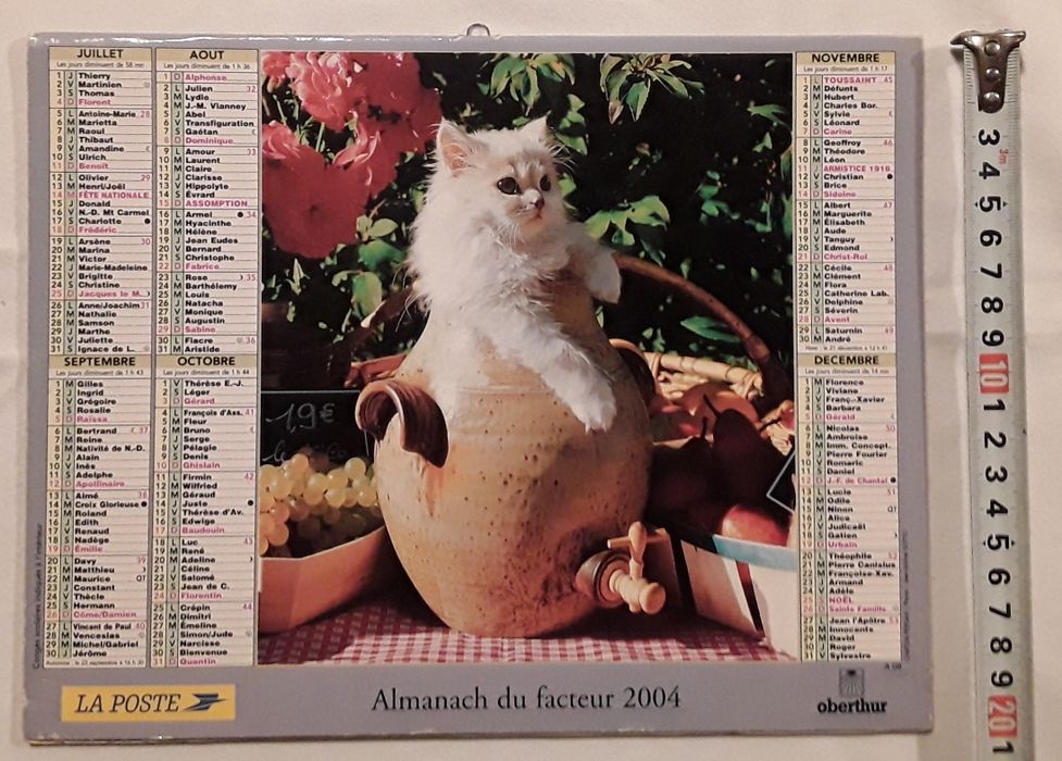 Calendário de parede francês do ano 2004