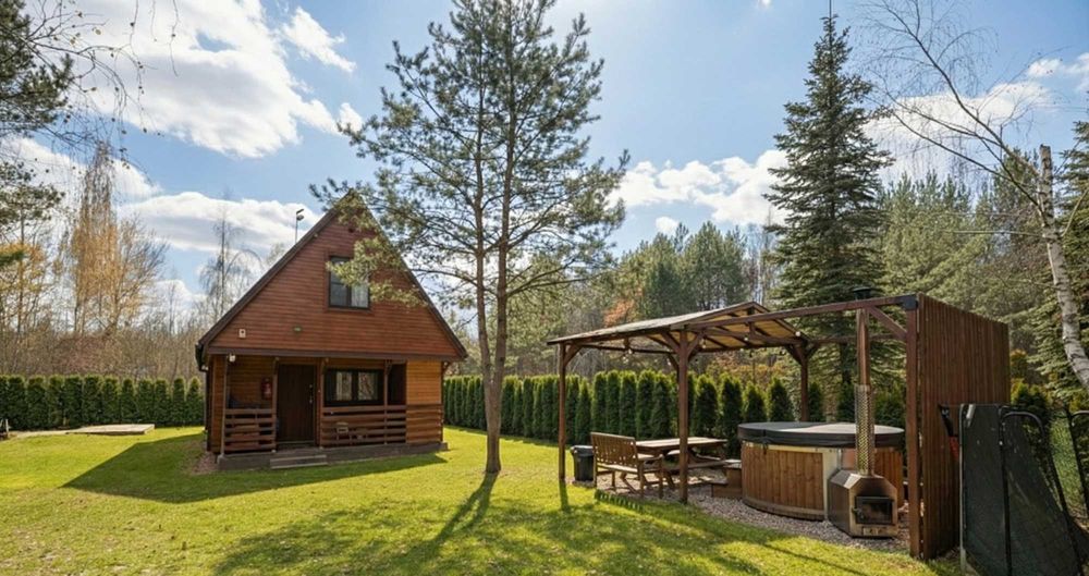 Domek drewniany na wynajem dla maks. 6 osób | balia ogrodowa | sauna