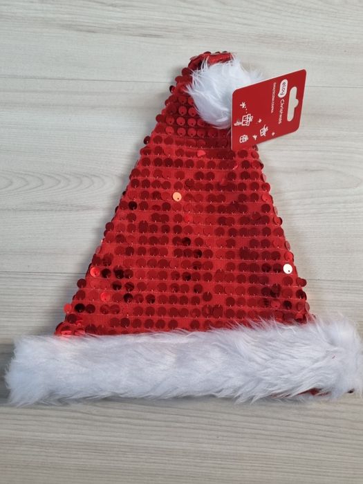 Czapka świąteczna z cekinami nowa