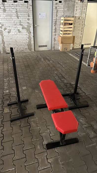 lawka stojaki 100kg zeliwne obciaze hantle gryf prosty lamany silownia