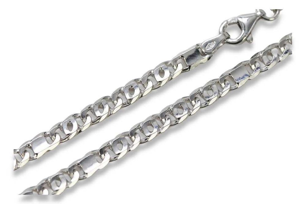 Łańcuszek z białego złota 14k 585 Tygrysie oko włoski cc065w Warszawa