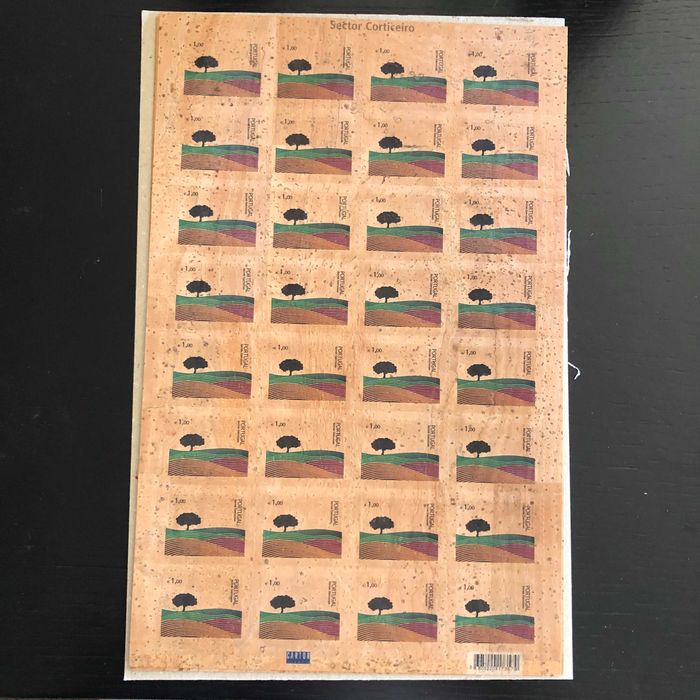 Portugal Selo de cortiça 2007 - folha completa - 32 selos. Nova!