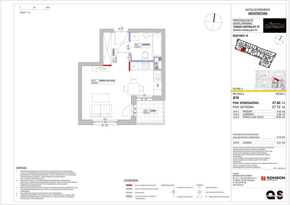 Cesja! Kawalerka 27,82 m² z balkonem + parking | Ursus Centralny (Ronson) | ul. Habicha | 3. piętro
