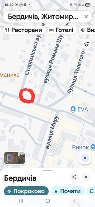 Приміщення і ділянка біля ринку.  Червона лінія.