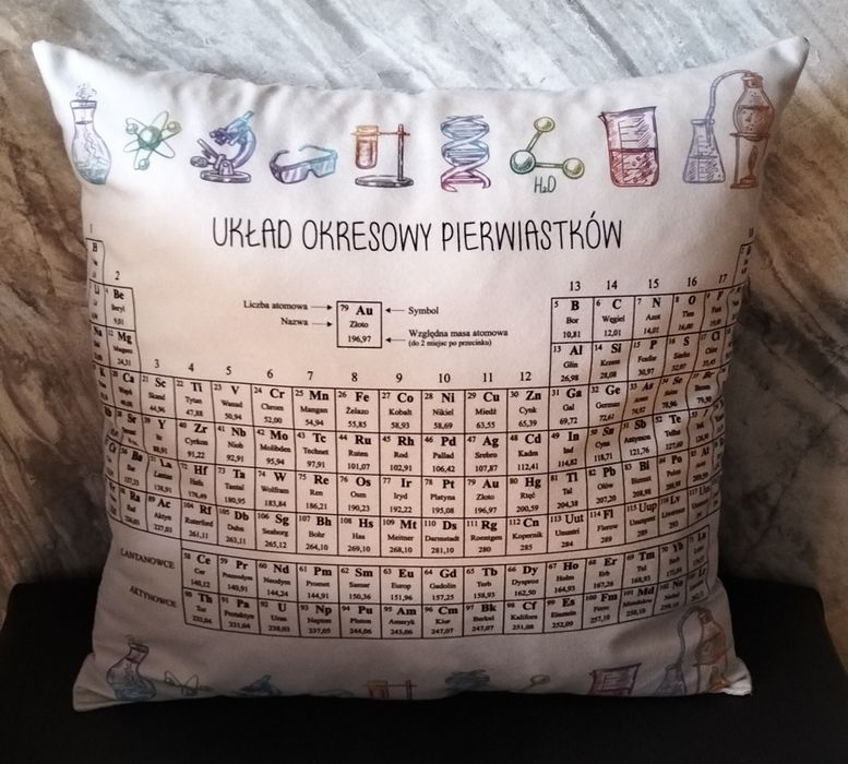 Poduszka 38 x 38 cm Układ okresowy pierwiastków