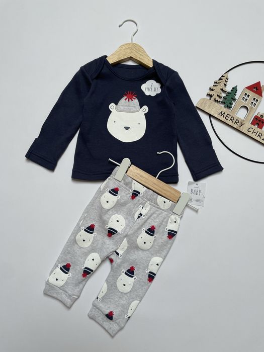 56 62 George miś bawełniana piżama z długim rękawem ciepła w misie UK