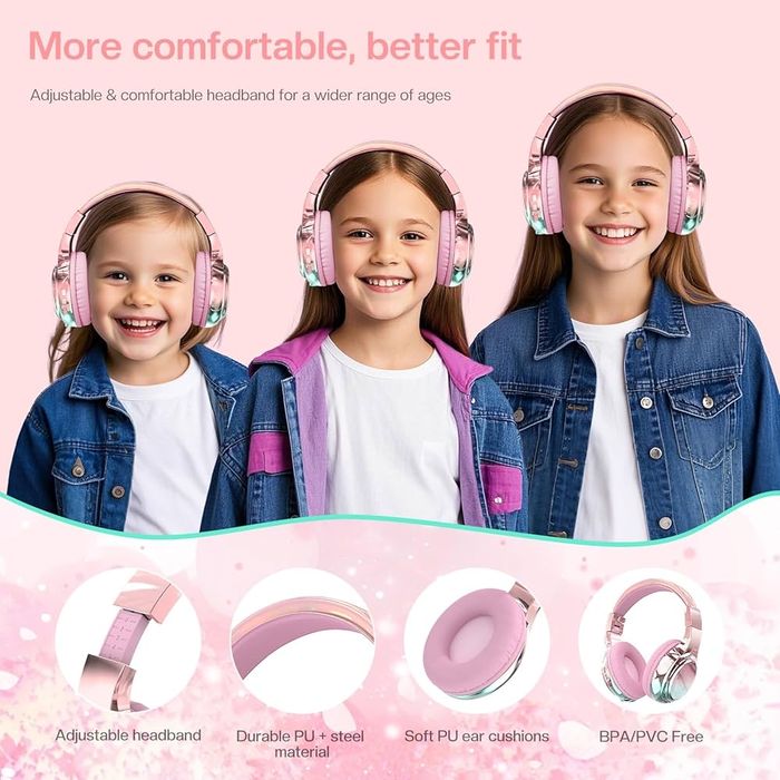 Słuchawki bluetooth jyps dla dzieci różowe